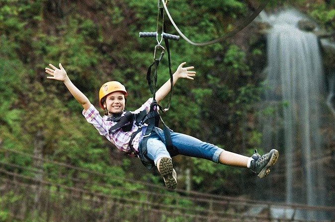 7 Line Waterfall Canopy Zipline Course - Fitness and rider rules: 7 years+, 45–265 lbs, and you get weighed