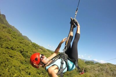 AdrenaLine Zipline Tour with WaterZip by Outfitters Kauai - The warm-up line: 800 feet up with jungle views