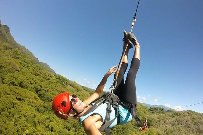 AdrenaLine Zipline Tour with WaterZip by Outfitters Kauai - The warm-up line: 800 feet up with jungle views