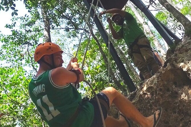 Maya Adrenaline Tulum: Cenote + 5 Ziplining + ATV Adventure - The Underground Cenote Swim: Ladder Entry, Dark Water, and Mayan Meaning