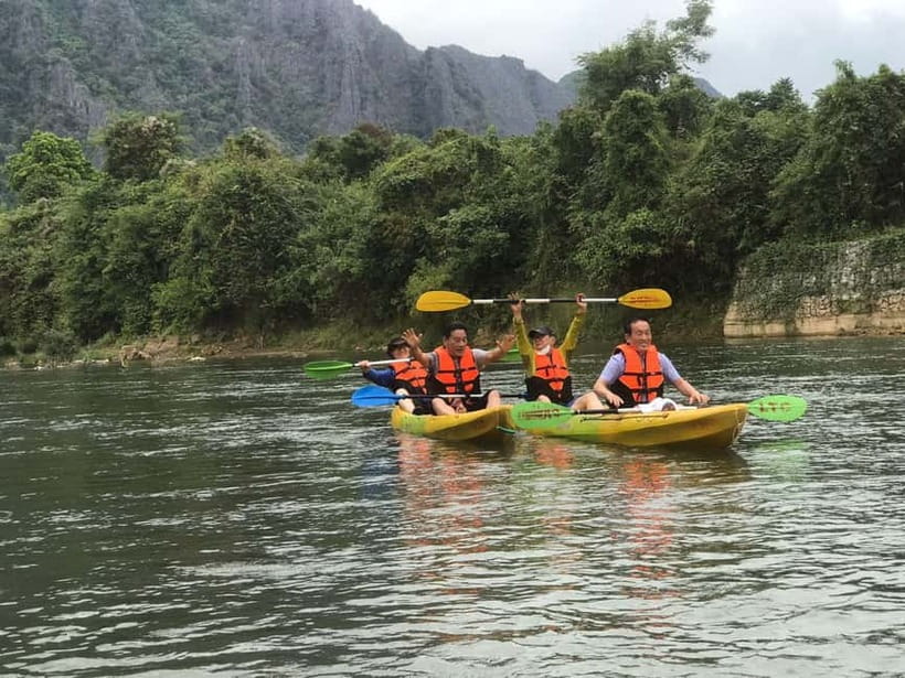 Vang Vieng: Day Tour with Kayaking, Ziplining, and Rafting - Nam Song River Kayaking: Small Rapids and Fresh Air