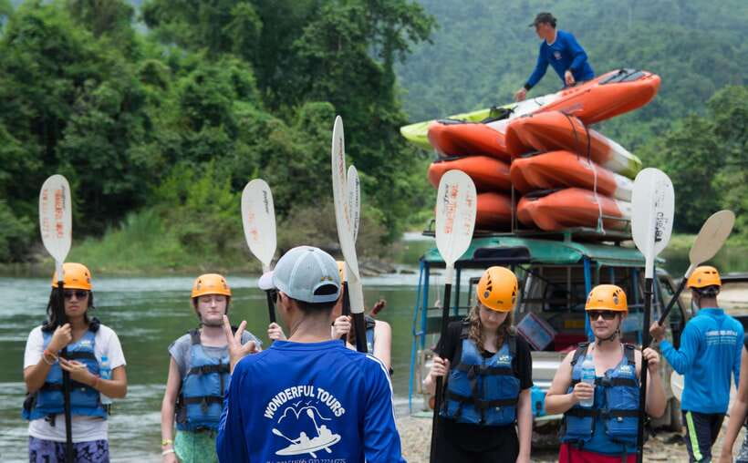 Vang Vieng: Kayaking & Cave Tubing with Zip Line/Blue Lagoon - Price and value: why ~$30 can work here