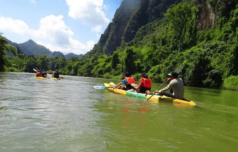 Vang vieng:Zipline,Rafting,2 Cave Hikes,Kayaking,Lagoon 3 - Kayaking on the Nam Song River: paddles, small rapids, and a clear gear plan