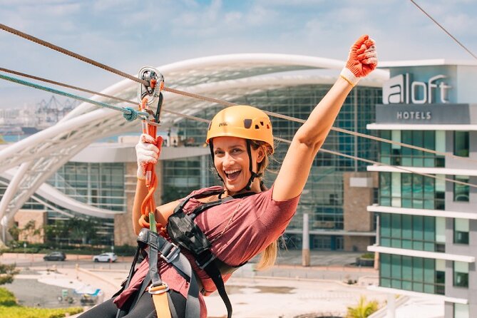 Zipline Sky Bull in Urban Environment in Toroverde urban park San Juan - Before You Fly: Check-In, Helmet Harness, and the Stair Reality