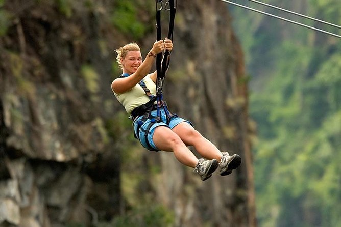 Zipline - Victoria Falls - Foofie Slide basics: 425m, 106 km/h, and 120m over the Zambezi