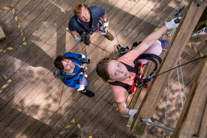 Ziplining and Climbing at The Adventure Park at Virginia Aquarium - Zip lines over Owls Creek: the 315-foot moment