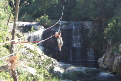 Ziplining Elgin - The suspension bridge and double waterfall moment